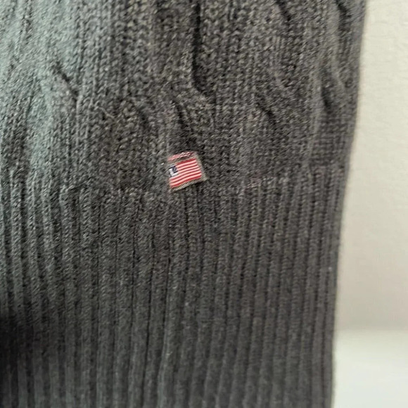 VINTAGE Polo Jeans Company Black Cable Knit Zip Sweater Long Sleeve Preppy M - Picture 6 of 10